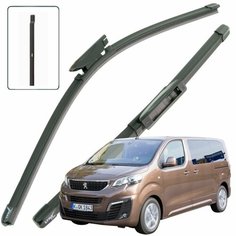 Дворники Peugeot Traveller / Пежо Трэвелер 2017 2018 2019 2020 2021 2022 Щетки стеклоочистителя бескаркасные автомобильные LYNXauto 650мм-500мм к-т 2шт.