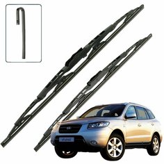 Дворники Hyundai Santa Fe (2) CM / Хендай Санта Фе 5 дв. 2006 / 2007 / 2008 / 2009 Щетки стеклоочистителя каркасные для автомобиля 600мм-450мм к-т 2шт. Lyn Xauto