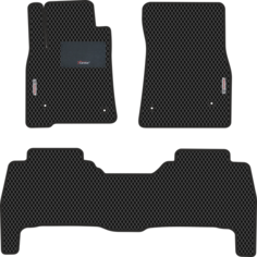Автомобильные коврики EVA для Toyota Land Cruiser 200 дорестайл (2007-2012), каучуковый подпятник и 2 эмблемы, чёрные с чёрным кантом, ячейка - ромб Carstar