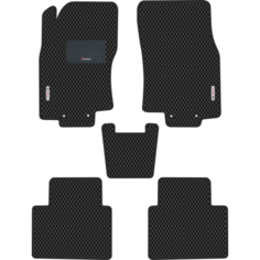 Автомобильные коврики EVA для Nissan X-Trail III T32 (2013-н/в), с каучуковым подпятником и 2 эмблемами Nissan, чёрные с чёрным кантом, ячейка - ромб Carstar