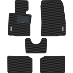 Автомобильные коврики EVA для Mini Countryman I R60 (2010-2016), с каучуковым подпятником и 2 эмблемами Mini, чёрные с чёрным кантом, ячейка - ромб Carstar