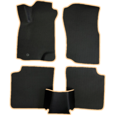 ЭВА коврики для Mitsubishi Lancer 9 (2000-2010), Черные соты, Бежевый кант, Комплект 5 шт. Evaformat