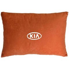 Декоративная подушка из велюра в салон автомобиля с логотипом (киа) "Kia",/подушка в салон/подушка под спину/подушка для путешествий/, бордовый Auto Premium