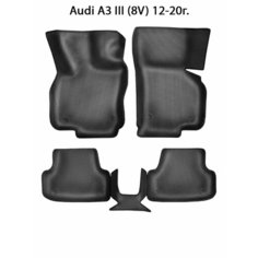 Автомобильные коврики ЭВА с Бортами для Audi A3 III (8V) 12-20г. ЕВА соты от SUPERVIP для Ауди А3 3 (8V) 12-20г. Черный цвет.