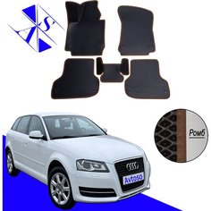 Автомобильные коврики EVA/ЕВА/ЭВА для Audi A3 II (8P) / Ауди А3 II (8P) 2003-2012 черный коричневый Avtoso