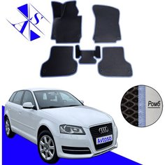 Автомобильные коврики EVA/ЕВА/ЭВА для Audi A3 II (8P) / Ауди А3 II (8P) 2003-2012 черный василек Avtoso