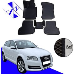 Автомобильные коврики EVA/ЕВА/ЭВА для Audi A3 II (8P) / Ауди А3 II (8P) 2003-2012 черный черный Avtoso