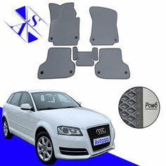 Автомобильные коврики EVA/ЕВА/ЭВА для Audi A3 II (8P) / Ауди А3 II (8P) 2003-2012 серый темно серый Avtoso