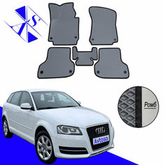 Автомобильные коврики EVA/ЕВА/ЭВА для Audi A3 II (8P) / Ауди А3 II (8P) 2003-2012 серый черный Avtoso