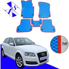 Автомобильные коврики EVA/ЕВА/ЭВА для Audi A3 II (8P) / Ауди А3 II (8P) 2003-2012 василек красный Avtoso