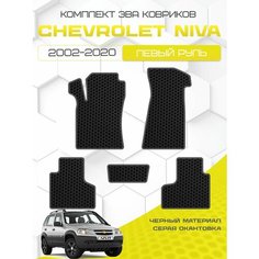 Комплект Ева ковриков для Chevrolet Niva 2002-2020, черный с серым кантом ( Шевроле Нива 2002-2020) Eva, Эва Sa Vak S