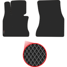 Передние коврики EVA для BMW X5 III F15 (2013-2018), чёрные с чёрным кантом, ячейка - ромб Carstar