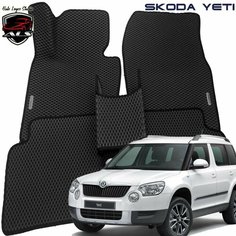 Автомобильные коврики SKODA YETI I EVA PRIME , коврики Шкода Йети черные с черным кантом