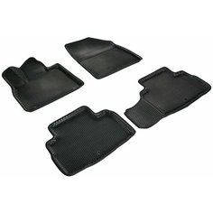 Автомобильные коврики EVA 3D Hyundai PALISADE I 2018-2022 черные, с рисунком ромб Seintex 99171