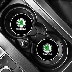 Коврик в подстаканник автомобиля SKODA, 2 шт Нет бренда