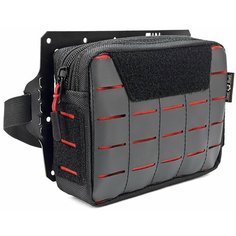 Органайзер тактический на подголовник автомобиля MOLLE 5х3 LC1 18х13х6см Черный с красными вставками Tool Roll