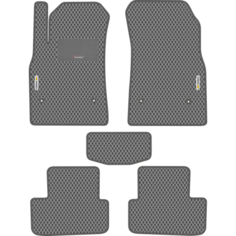 Автомобильные коврики EVA для Chevrolet Cruze I (2008-2016), с каучуковым подпятником и 2 эмблемами Chevrolet, серые с серым кантом, ячейка - ромб Carstar