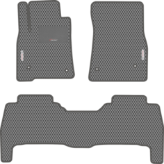 Автомобильные коврики EVA для Toyota Land Cruiser 200 дорестайл (2007-2012), каучуковый подпятник и 2 эмблемы, серые с серым кантом, ячейка - ромб Carstar