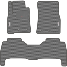Автомобильные коврики EVA для Toyota Land Cruiser 200 рестайл (2012-2021), каучуковый подпятник и 2 эмблемы, серые с серым кантом, ячейка - ромб Carstar