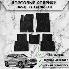 Ворсовые коврики "Стандарт" для авто Хавал Джулион / Haval Jolion (полный привод) 2021-2024 Г. В. Чёрный С Чёрным Кантом Delinight