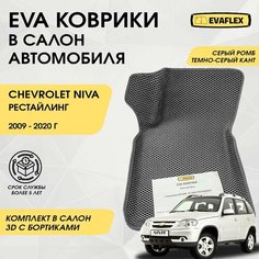 EVA Коврики в салон автомобиля Шевроле Нива рестайлинг с бортами (серый ромб, темно-серый кант) / Коврики в салон Chevrolet Niva рестайлинг с бортами Нет бренда