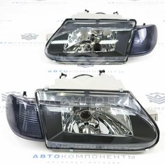 Фары "Черная маска" (тонированные поворотники) с гладкими стеклами ВАЗ 2113, 2114, 2115 Нет бренда