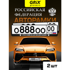 Grix Рамки автомобильные для госномеров с надписью "российская федерация" серебро Набор - 2 шт.