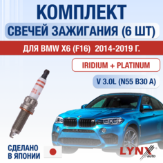 Свечи зажигания для BMW X6 F16, набор 6 шт / 2014 2015 2016 2017 2018 2019 / xDrive 35 i / Двигатель N55B30A 3 л / Комплект свечей Иридий + Платина БМВ Х6 Lyn Xauto