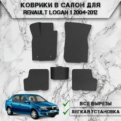 Коврики в салон ЭВА ромб для авто Рено Логан / Renault Logan 1 2004-2012 Г. В. Чёрный С Чёрным Кантом Delinight