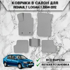 Коврики в салон ЭВА ромб для авто Рено Логан / Renault Logan 1 2004-2012 Г. В. Серый С Серым Кантом Delinight