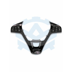 Вставка (накладка) в руль с кнопками (без обогрева руля) Лада Vesta, X-Ray, Ларгус FL (черный лак) АвтоКомпоненты