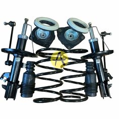 Комплект передней подвески на Nissan Note (E11) 2006- ( Ниссан Нот ) пружины + амортизаторы + чашки производство Тайвань