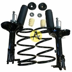 Комплект передней подвески Chevrolet Aveo 2003 - 2008 T200/ T250 седан/ хэтчбек (пружины + амортизаторы + чашки) Тайвань