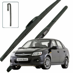 Дворники LADA Granta Sport / Лада Гранта Спорт 2190 2013 / 2014 / 2015 / 2016 / 2017 / 2018 / 2019 Щетки стеклоочистителя гибридные ОЕМ для автомобиля LYNXauto, 600мм-400мм, к-т 2шт.