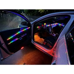 Подсветка контурная динамическая для автомобиля; Универсальная подсветка LED DYNAMIC Ambient Light в салон авто 18 в 1 Нет бренда