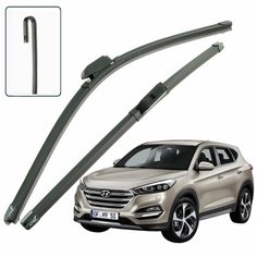 Дворники Hyundai Tucson (3) TL / Хендай Туссан ТЛ 2015 / 2016 / 2017 / 2018 / 2019 Щетки стеклоочистителя бескаркасные автомобильные LYNXauto к-т 2шт, 650мм-400мм