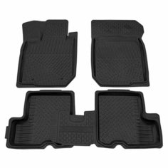 Коврик салонный резиновый (черный) для Renault Sandero (09-13) (Борт 4см) Rezkon