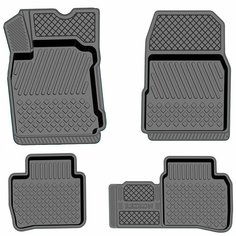 Коврик салонный резиновый (черный) для Nissan Tiida (07-14) (Борт 4см) Rezkon