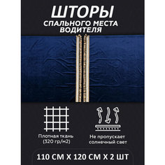 Шторы на спальник для грузовика LKW tech, 110х120см, комплект 2шт, синие Нет бренда