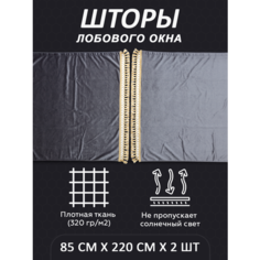 Шторы лобового окна на грузовик LKW tech, 85х220см, комплект 2шт, серые Нет бренда