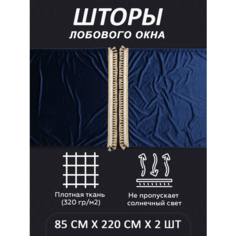 Шторы лобового окна на грузовик LKW tech, 85х220см, комплект 2шт, синие Нет бренда