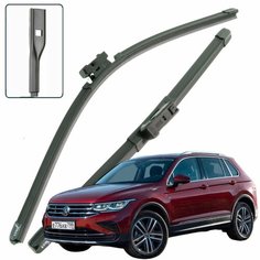 Дворники VW Volkswagen Tiguan (2) Mk 2 / Фольксваген Тигуан МК2 рест. 2020 / 2021 / 2022 Щетки стеклоочистителя бескаркасные автомобильные LYNXauto 650мм-550мм к-т 2шт.