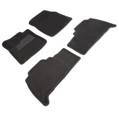 Коврики Тойота Ленд Крузер 200 (2007-2012). Ворсовые, велюровые автоковрики Toyota LC200, полики, 3Д, Черный, SeiNtex