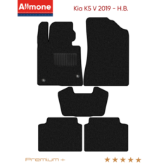 Коврики в салон текстильные Allmone "Премиум+" для Kia K5 5 (DL3) 2019 - Н. В, черные, 5шт. / Киа К5 5