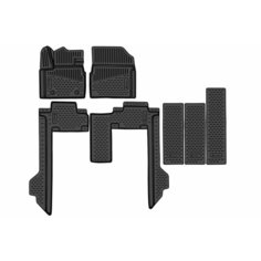 Коврики 3D в салон подходят для WEY 80 2024- Минивен, гибрид (короткая версия), 7шт. (полиуретан) / Вей Element