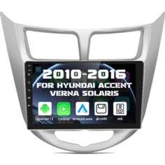 Автомагнитола Hyundai Solaris, Accent 4 2010-2019,4+64 хендай солярис, Android+9 дюймов/Кулер/рамка и камера в подарок Нет бренда