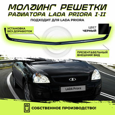 Молдинг решетки радиатора 2170 Лада Приора / Lada Priora черный лак Нет бренда