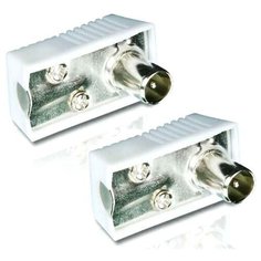 Разъём переходник ТВ штекер-штекер PAL Philips SWV2560W/10 угловой для антенного кабеля, 2 шт, белый
