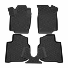 Коврик салонный резиновый Ячеистый Ромб для Skoda Rapid (14-н. в) (Борт 4см) Rezkon