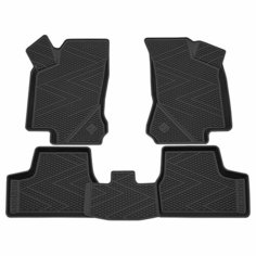 Коврик Коврик салонный резиновый (черный) для LADA Granta (11-18)/(18-Н. В.) Ячеистый Ромб (Борт 4см) Rezkon